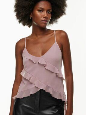 Aritzia Wilfred Light Pink/Mauve Ruffle Tank Blouse NWT - Small